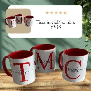 Taza Bicolor Inicial/Nombre/QR