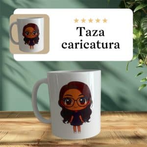 Taza Blanca Caricatura/Texto